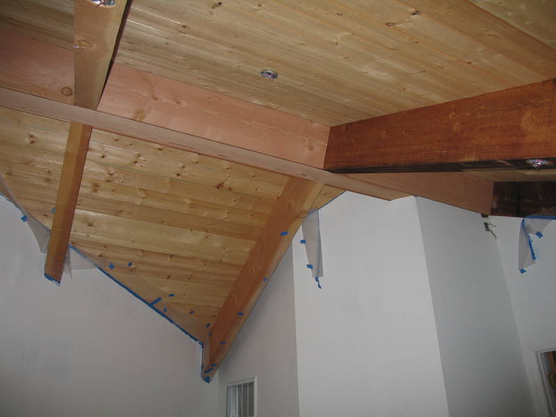 The bedroom manufactured ridge beam is...